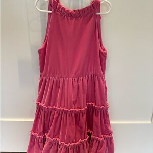 Janie & Jack Pink velvet tiered ruffle dress in size 7. Excellent condition!